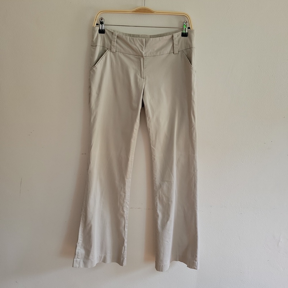 Sandro Studio Wide Leg Pants 6 Beige Low‎ Rise Stretch Basic Minimalist Neutral